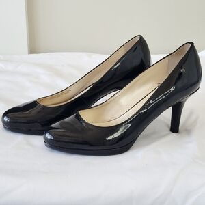 Etienne Aigner Shoes Black Patent Leather Heels 7.5